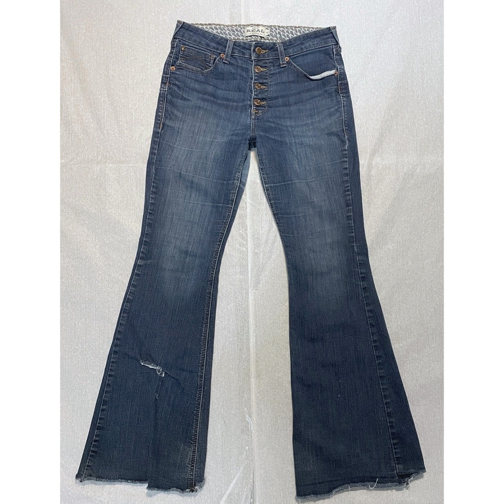 Ariat Jeans Womens 30R Blue Frayed Boot Cut REAL Denim Western Rodeo Stretch